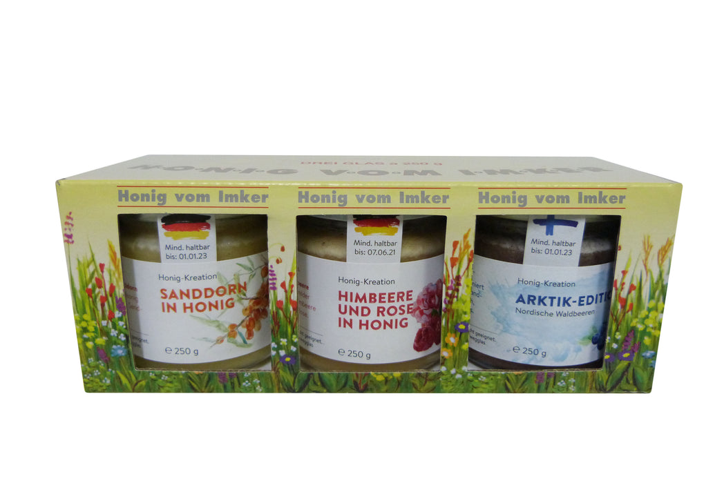 Fruchtige Honigtrilogie 3 x 250g - hanse-honig.shop