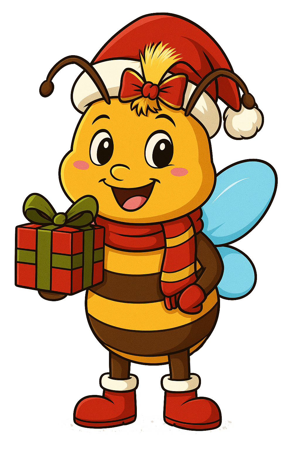 Weihnachtsbiene mit Geschenk