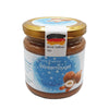 Glas Hanse Honig Winternougat mit weißem Hintegrund Glas einzeln– Blütenhonig mit Haselnussmus und Ceylon-Zimt, cremig gerührt, 250 g, handgemachte Winteredition.