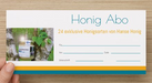 Gutschein: Honig Abo, jeden zweiten Monat 4 saisonal wechselnde Hongsorten frei Haus - hanse-honig.shop